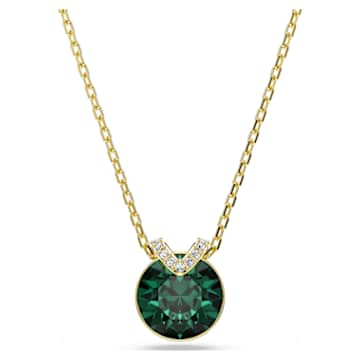 Chroma pendant, Pear cut, Green, Gold-tone plated | Swarovski