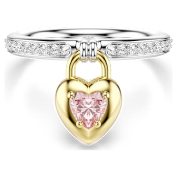 Bague avec motif Idyllia, Tailles variées, Cœur, Rose, Finition mix de métal par SWAROVSKI