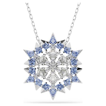 Magic pendant and brooch, Snowflake, Blue, Rhodium plated | Swarovski