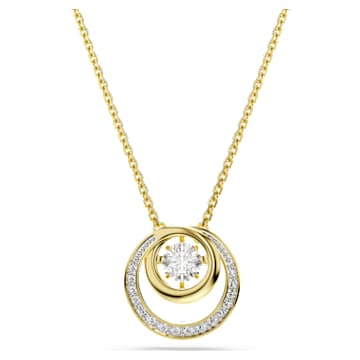 Hyperbola pendant, Round cut, White, Gold-tone plated
