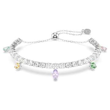 Chroma bangle, Mixed cuts, Multicolored, Rhodium plated | Swarovski