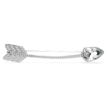Idyllia brooch, Mixed cuts, Arrow, White, Rhodium plated | Swarovski