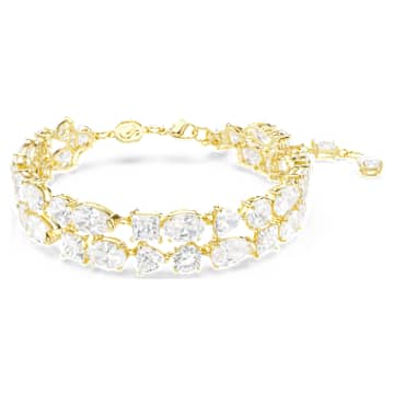 Mesmera bracelet, Mixed cuts, White, Gold-tone plated by SWAROVSKI