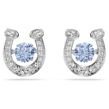 スワロフスキー　SWAROVSKI ロッキングホース　ブルー Symbolica stud earrings, Round cut, Pavé, Horse shoe, Blue