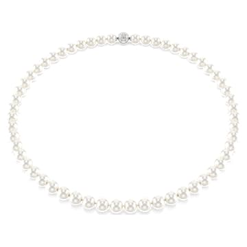Collier Matrix, Perle de cristal, Blanc, Métal rhodié par SWAROVSKI