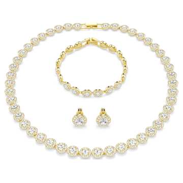 Una set, Mixed cuts, Clover, Pink, Rose gold-tone plated | Swarovski