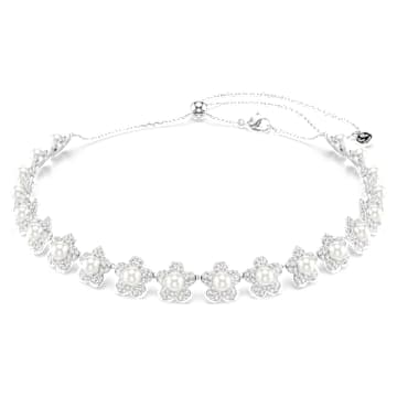 Ariana Grande x Swarovski choker, Crystal pearl, Round cut, White, Rhodium plated by SWAROVSKI