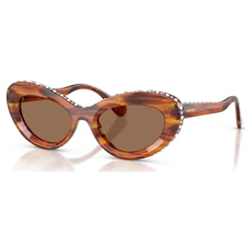 Sunglasses, Cat-eye shape, SK6061U, Black | Swarovski