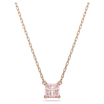 Una set, Mixed cuts, Clover, Pink, 18K rose gold finish | Swarovski
