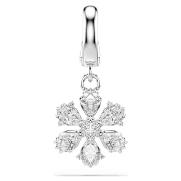 Idyllia charm, Mixed cuts, Snowflake, White, Rhodium plated