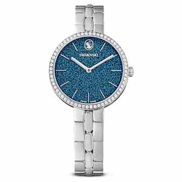 Cocktail round watch, Metal bracelet, Silver tone, Stainless steel