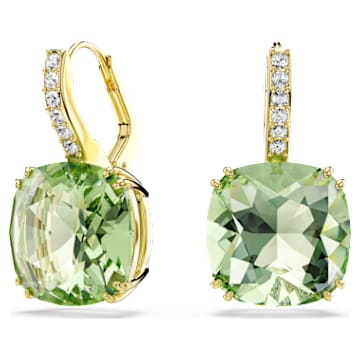 Millenia ドロップピアス, クッションカット, グリーン, 18Kゴールド