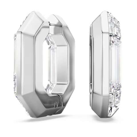 Lucent フープピアス, オクタゴンシェイプ, 小, ホワイト | Swarovski