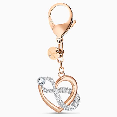 white and rose gold bag