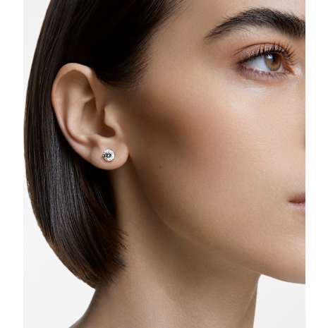 Solitaire Pierced Earrings White Rhodium Plated Solitaire Pierced Earrings White Rhodium Plated