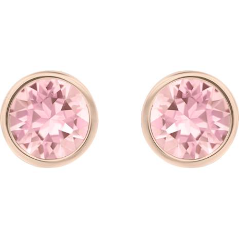Solitaire Pierced Earrings Pink Rhodium Plated Solitaire Pierced Earrings Pink Rhodium Plated