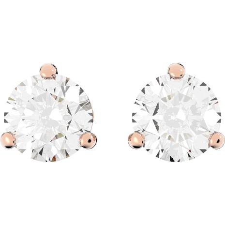Solitaire Pierced Earrings White Rose Gold Tone Plated Solitaire Pierced Earrings White Rose Gold Tone Plated