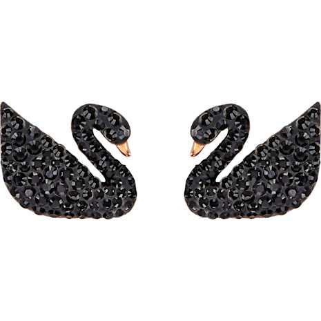 Swarovski Iconic Swan Pierced Earring Jackets Black Rose Gold Tone Plated Swarovski Iconic Swan Pierced Earring Jackets Black Rose Gold Tone Plated
