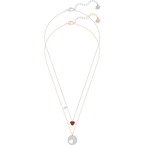 Crystal Wishes Heart Pendant Set Red Mixed Plating