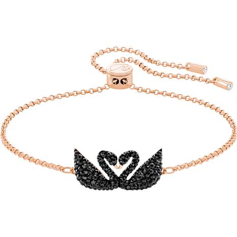 Swarovski Iconic Swan Bracelet Black Rose Gold Tone Plated Swarovski Iconic Swan Bracelet Black Rose Gold Tone Plated