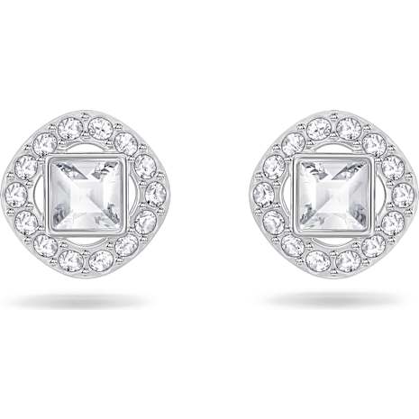 Angelic Square Pierced Earrings White Rhodium Plated Angelic Square Pierced Earrings White Rhodium Plated