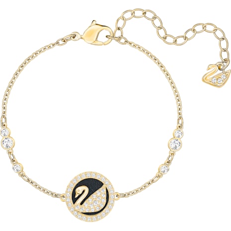 Leather Swan Bracelet White Gold Tone Plated Leather Swan Bracelet White Gold Tone Plated