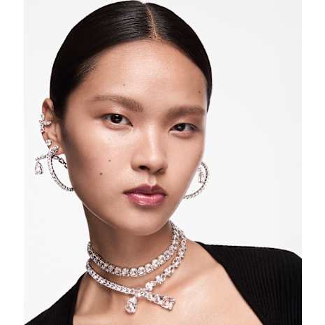 Attract Round Pierced Earrings White Rhodium Plated Attract Round Pierced Earrings White Rhodium Plated