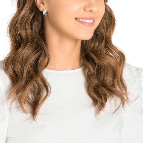 Further Pierced Earrings, White, Rhodium plated - Swarovski, 5409658