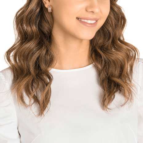 Further Pierced Earrings, White, Rose-gold tone plated - Swarovski, 5419852