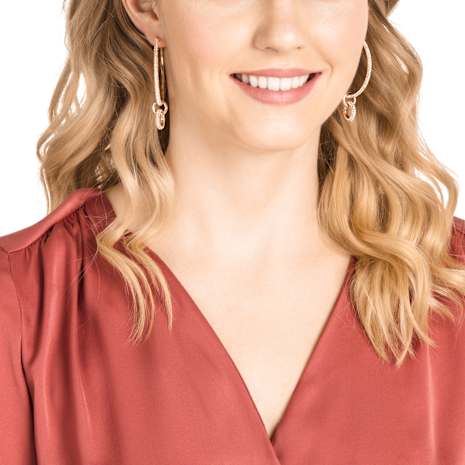 Stone Pierced Earring Set, Pink, Rose-gold tone plated - Swarovski, 5426004