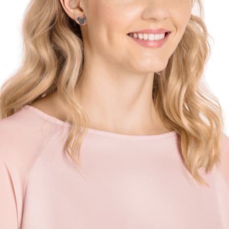Mickey & Minnie Pierced Earrings, Black, Rose-gold tone plated - Swarovski, 5435137