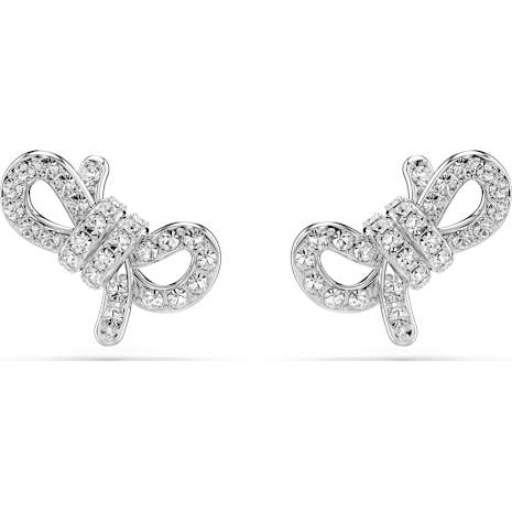 Lifelong Bow Pierced Earrings White Rhodium Plated Lifelong Bow Pierced Earrings White Rhodium Plated