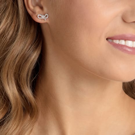 Lifelong Bow Pierced Earrings White Rhodium Plated Lifelong Bow Pierced Earrings White Rhodium Plated