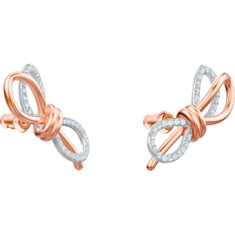 Lifelong Bow Pierced Earrings White Mixed Metal Finish Lifelong Bow Pierced Earrings White Mixed Metal Finish