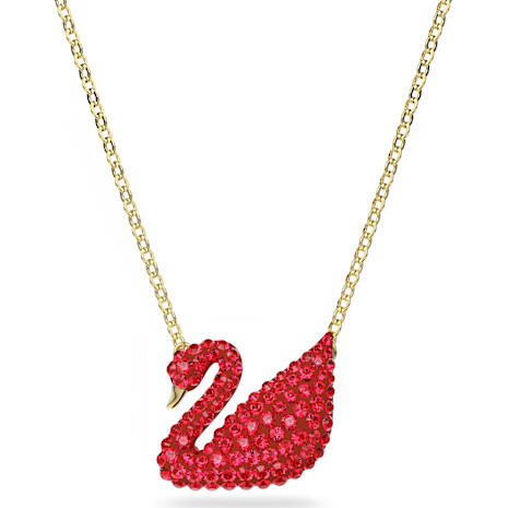 Iconic Swan Pendant, Red, Gold-tone plated - Swarovski, 5465400