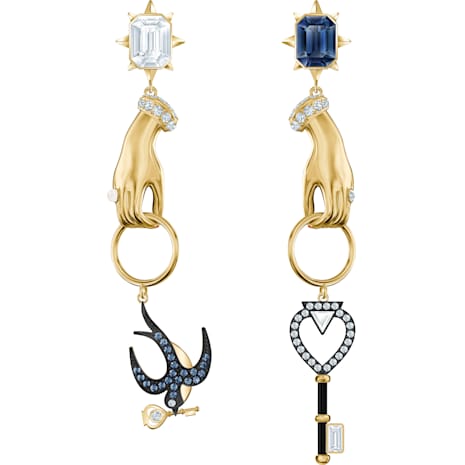 Tarot Magic Pierced Earrings, Multi-colored, Gold-tone plated - Swarovski, 5482975