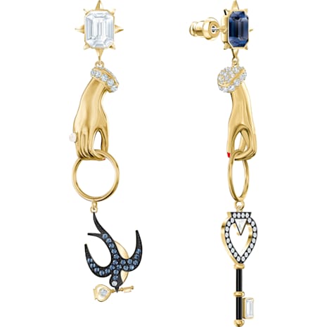 Tarot Magic Pierced Earrings, Multi-colored, Gold-tone plated - Swarovski, 5482975