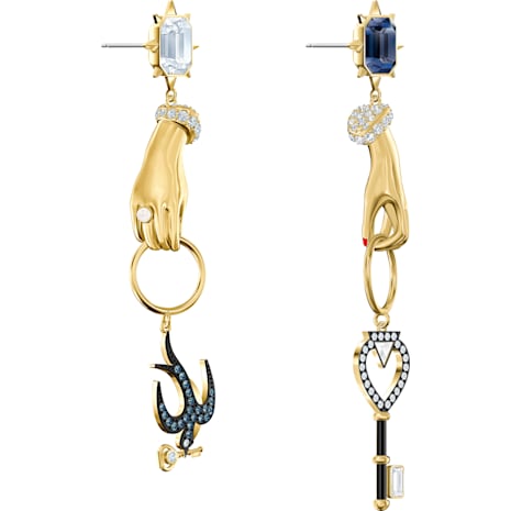 Tarot Magic Pierced Earrings, Multi-colored, Gold-tone plated - Swarovski, 5482975