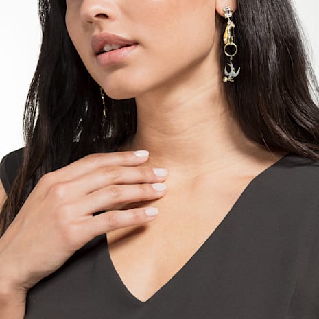 Tarot Magic Pierced Earrings, Multi-colored, Gold-tone plated - Swarovski, 5482975