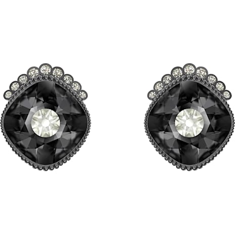 Black Baroque Stud Pierced Earrings Dark Gray Ruthenium Plated Black Baroque Stud Pierced Earrings Dark Gray Ruthenium Plated