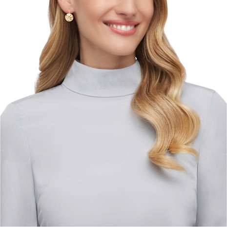 Bella Pierced Earrings, Brown, Gold-tone plated - Swarovski, 901640