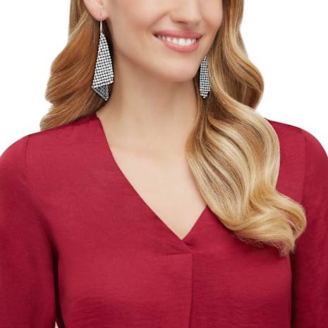 Fit Pierced Earrings, Gray, Rhodium plated - Swarovski, 976061