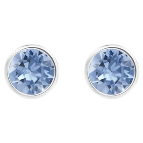 Solitaire Pierced Earrings Blue Rhodium Plated Solitaire Pierced Earrings Blue Rhodium Plated