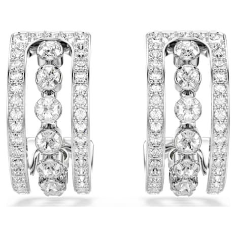 Further Pierced Earrings, White, Rhodium plated - Swarovski, 5409658