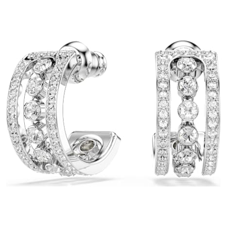 Further Pierced Earrings, White, Rhodium plated - Swarovski, 5409658