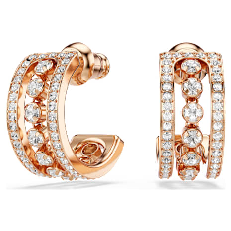 Further Pierced Earrings, White, Rose-gold tone plated - Swarovski, 5419852