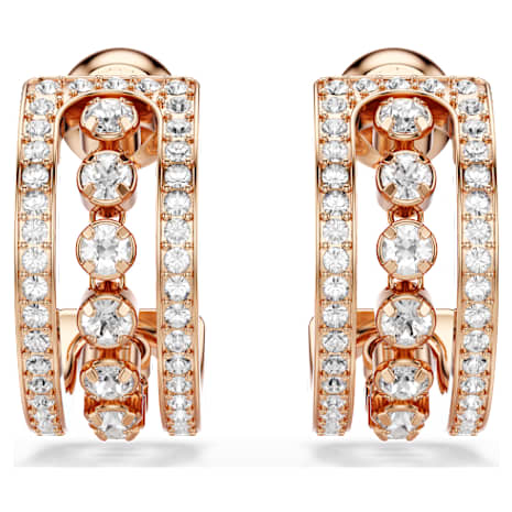 Further Pierced Earrings, White, Rose-gold tone plated - Swarovski, 5419852
