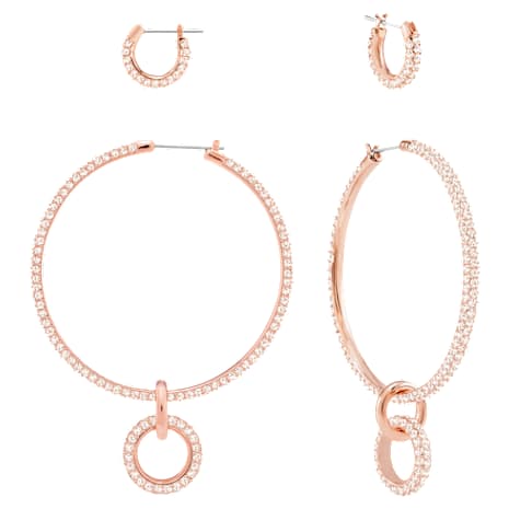 Stone Pierced Earring Set, Pink, Rose-gold tone plated - Swarovski, 5426004