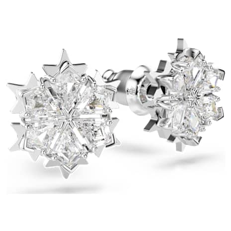 Magic Pierced Earrings, White, Rhodium plated - Swarovski, 5428430