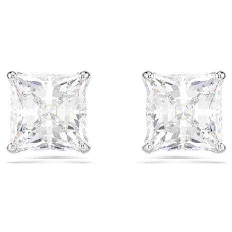 Attract Stud Pierced Earrings, White, Rhodium plated - Swarovski, 5430365